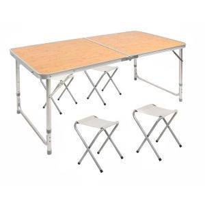 Camping table + 4 stools aluminum foldable M51 Vanit folding table furniture set height adjustable Outdoor