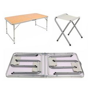 Camping table + 4 stools aluminum foldable M51 Vanit folding table furniture set height adjustable Outdoor DPL1