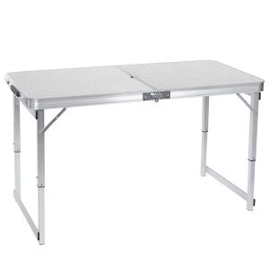 Defekt für Bastler: Campingtisch klappbar Aluminium Tourtecs Klapptisch tragbar höhenverstellbar ME57 silber