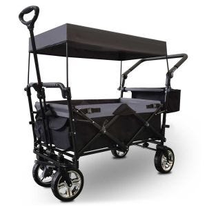 Handcart with roof foldable Divit transport cart garden cart foldable steel ME70 black