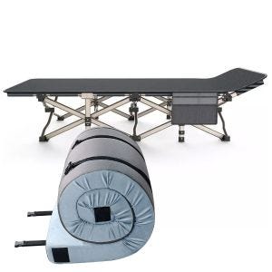 Set Feldbett klappbar + rollbare Matratze Memory Foam Vanit MF5 Campingliege und Outdoor Camping Matratze