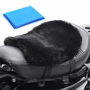 Motorcycle lambskin seat cushion with gel pad Tourtecs LG14 comfort cushion 32 x 10.63 inch