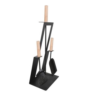 ,Fireplace cutlery 4-piece Divit fireplace set fireplace accessories with shovel,, ash brush and poker ME99 black,