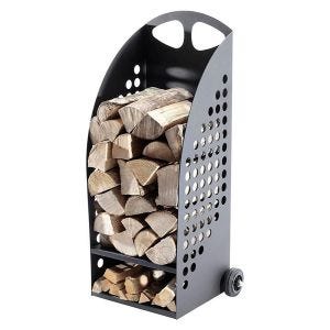 Firewood trolley 36 x 32 x 37.40 inch Divit firewood rack metal ME109 gray