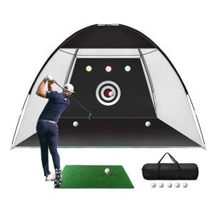 Golf Practice Net Cranit GN1 Practice Cage with Artificial Turf Mat black