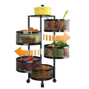 Kitchen trolley on wheels 5 levels Divit serving trolley storage shelf 360° rotatable RE21 black