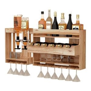 Wine wall shelf WW23 Divit bottle rack with glass holder