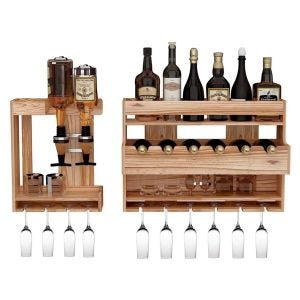 Wine wall shelf WW23 Divit bottle rack with glass holder DPL1