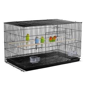 Bird cage with wooden poles Divit bird aviary with dirt tray 76 x 45 x 18.11 inch PL8 black