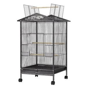 Bird cage with wheels Divit aviary with dirt tray 45 x 45 x 38.19 inch PL9 black