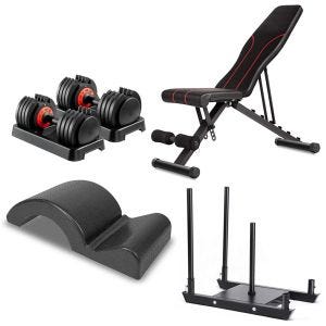 Multifunctional bench VS1 + Adjustable dumbbell VH1 + Weight sled Cranit GS1 Sled + Pilates spine correction Cranit RE51 black