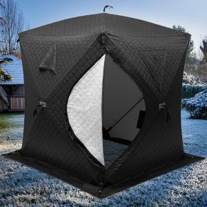 Campingzelt Saunazelt 1-2 Personen wasserdicht 180 x 180 x 210 cm GI92 schwarz DPLI1