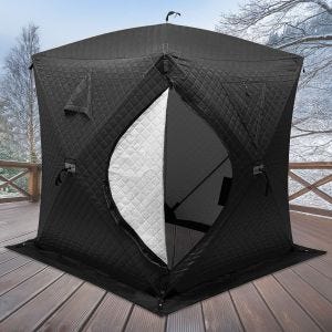 Campingzelt Saunazelt 1-2 Personen wasserdicht 180 x 180 x 210 cm GI92 schwarz DPLI2