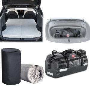 Set Frunk Tasche Volumen 50l Bagtecs XB50 + Matratze Memory Schaum passend für Tesla Model Y Vanit TM5 wasserdichte Tasche und Klappmatratze